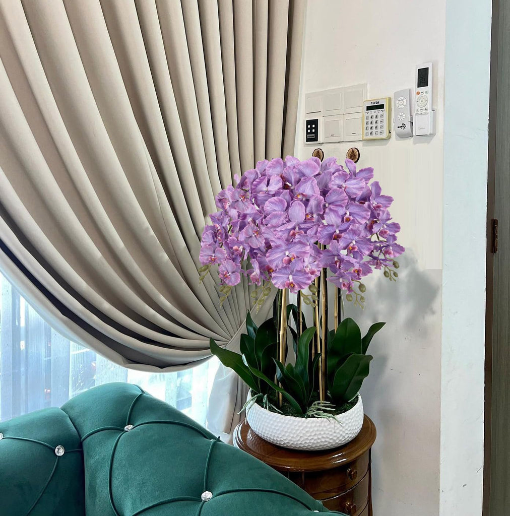 38" Artificial Phalaenopsis Flowers 6PCS Purple Orchids Artificial Orchid Flowers Stem for Wedding Party Office Home