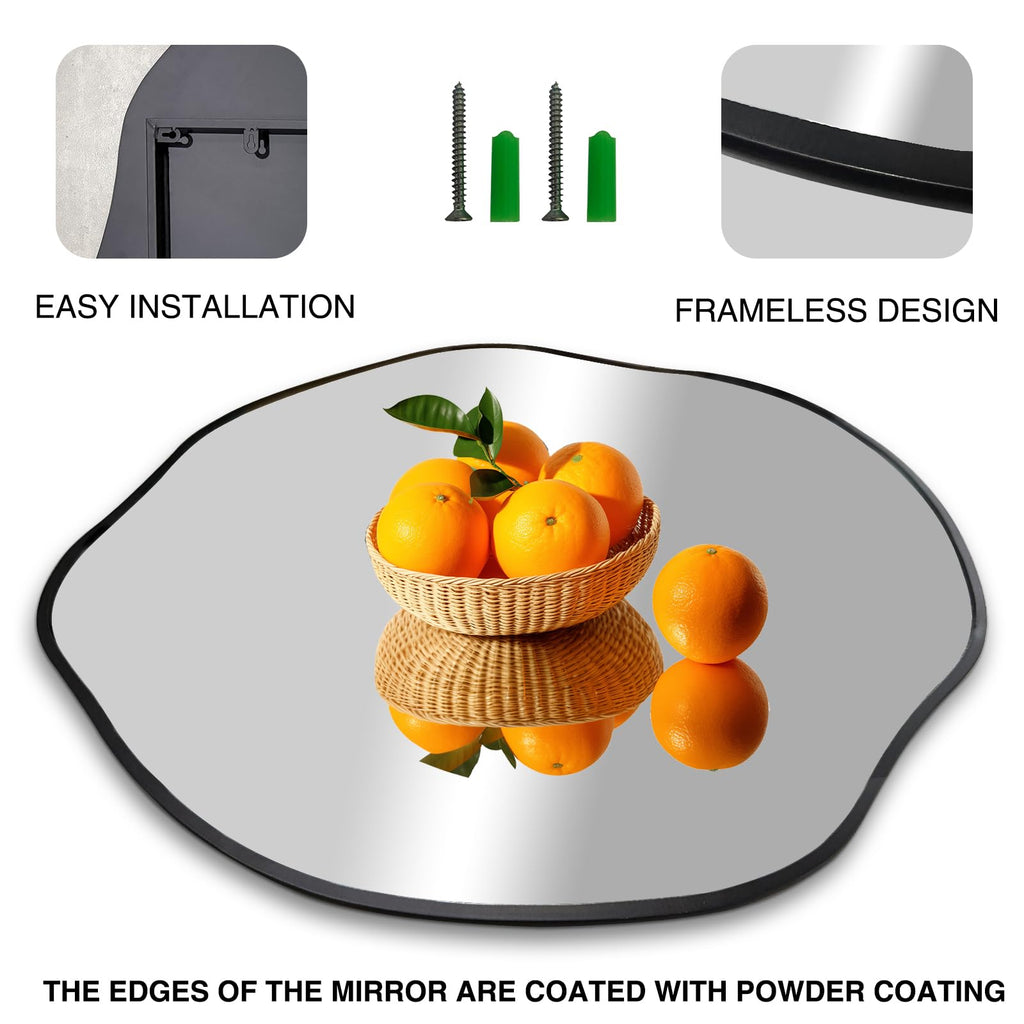 35" Scalloped Wall Mirror, Irregular Shaped Frameless Mirror