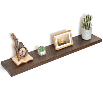 Floating Shelves for Wall, 8" Deep Elm Wood Shelves, 40in Set of 1, Walnut