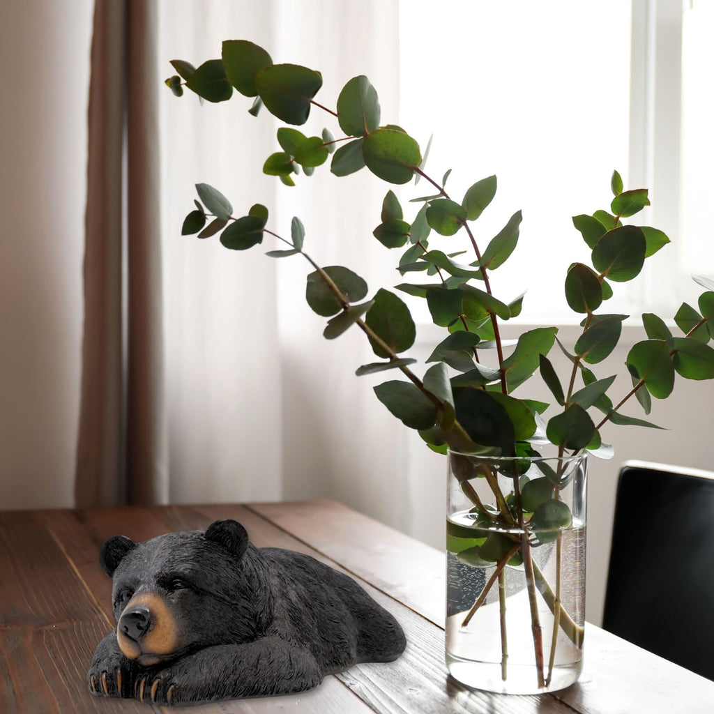Whimsical Sleeping Black Bear Figurine