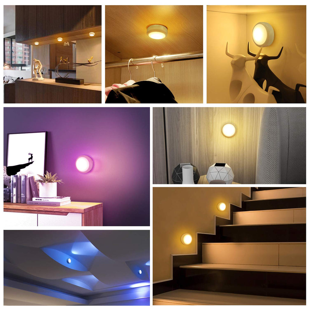 Led Under Cabinet Lighting Battery Operated Lights, 6 Puck Lights with Remote Control, Closet Lights Kitchen Cabinet