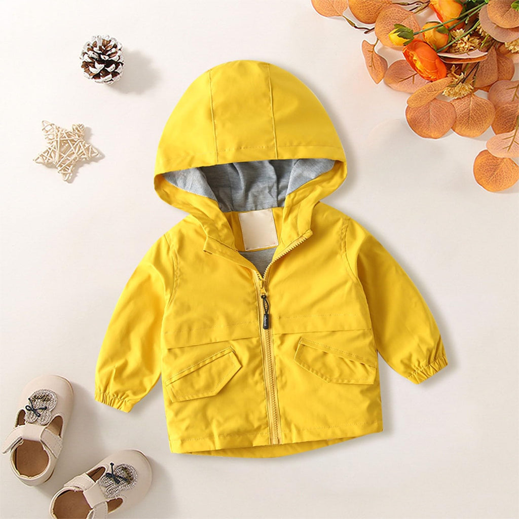 Toddler Lightweight Jackets Plain Windproof Rain Jackets Baby Infant Zip up Hooded Coats