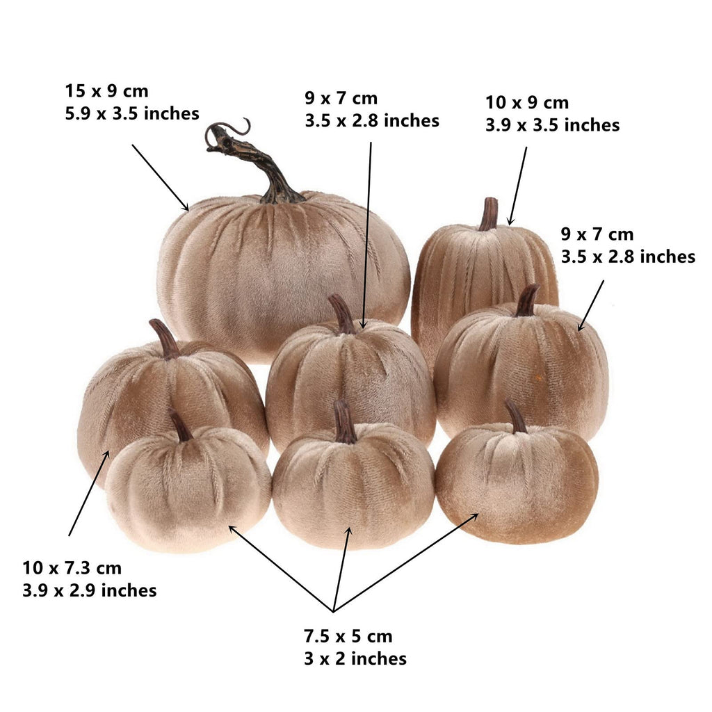 8 Pcs Fake Champagne Velvet Pumpkins Artificial Pumpkin Decor