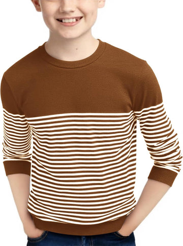 Boys Striped Sweaters Kids Crewneck Pullover Sweater
