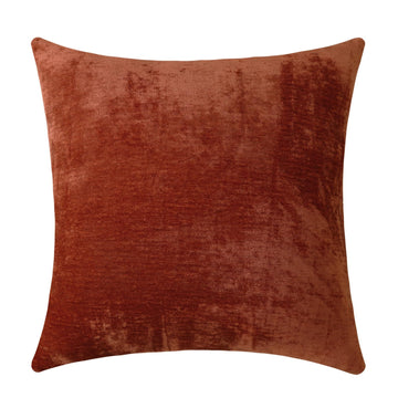 Terracotta Decorative Throw Pillow Covers Soft Chenille Comfy Solid Rust Couch Cushion Case Decor (Set of 1, 26 x 26