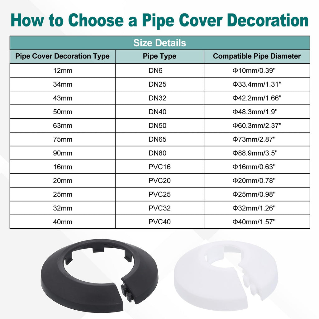 Escutcheon Plate 12mm Fit 0.39" OD Split Pipe Flange 2Pcs