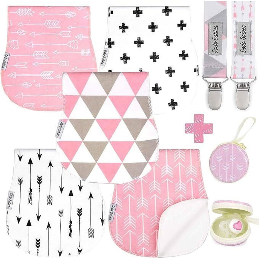 Burp Cloths for Babies - Soft Cotton Front & Fleece Back - Contoured Fit for Newborn Essentials - Pack of 5, 2
