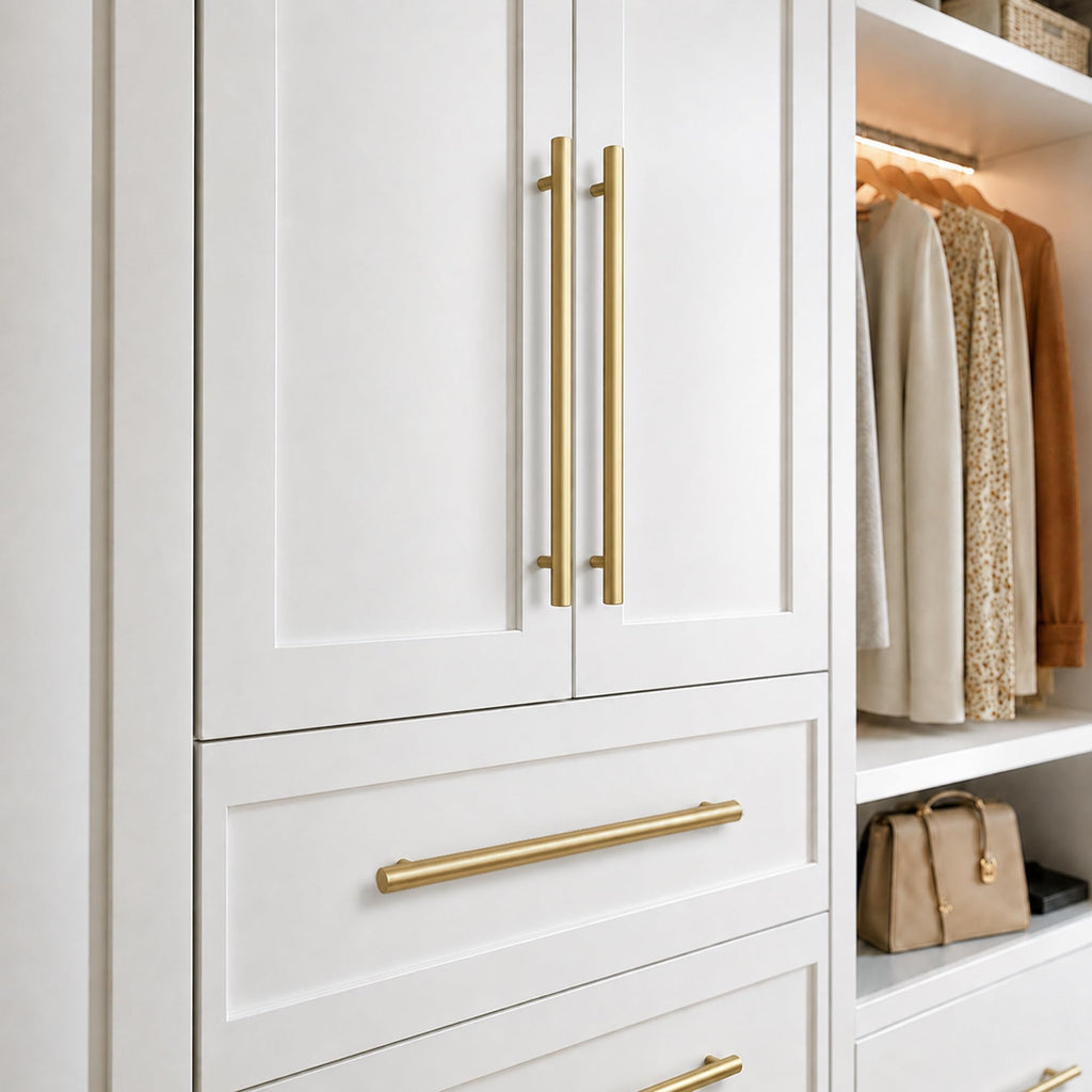 Solid Brass Long Cabinet Pulls, Gold Handles, 10-1/16 Inch
