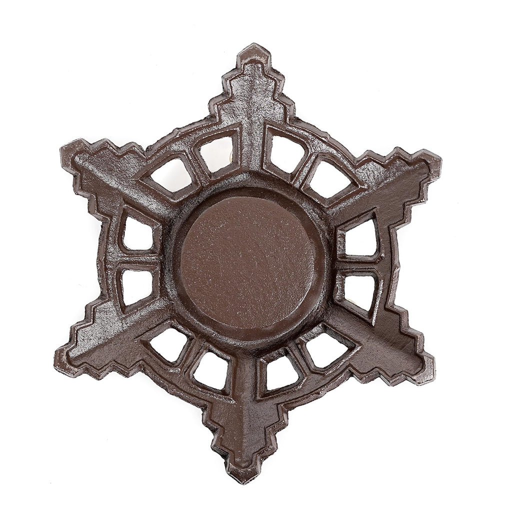 Cast Iron Christmas Tree Stand with Snowflake Base, Max 3.5in Trunk