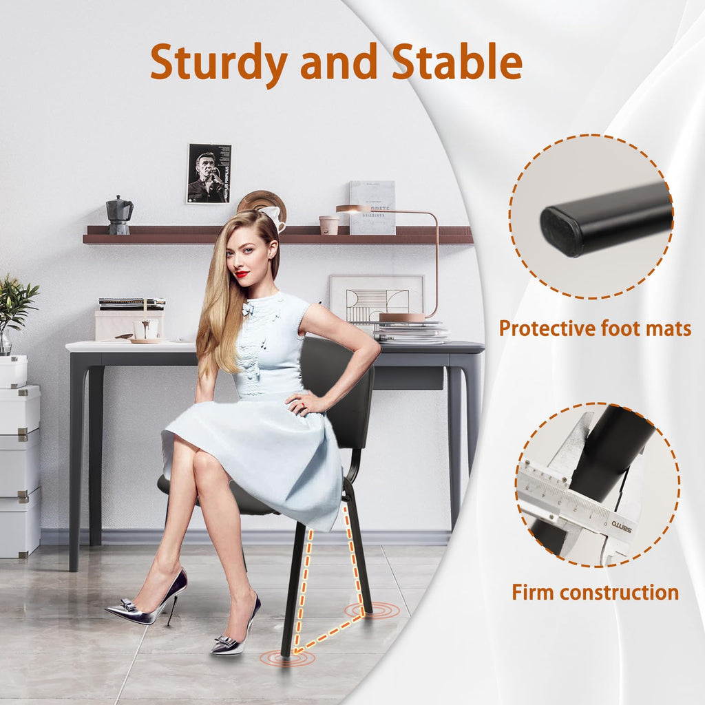 Stackable Waiting Room Chairs, PU Leather Guest Reception Chair with Upholstered Thickene Seat and Back Support