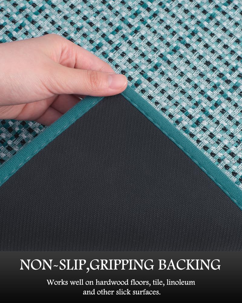 Extra Large Kitchen Runner Rugs and Mats 2PCS, 2.5'x6'+20"x32", Teal