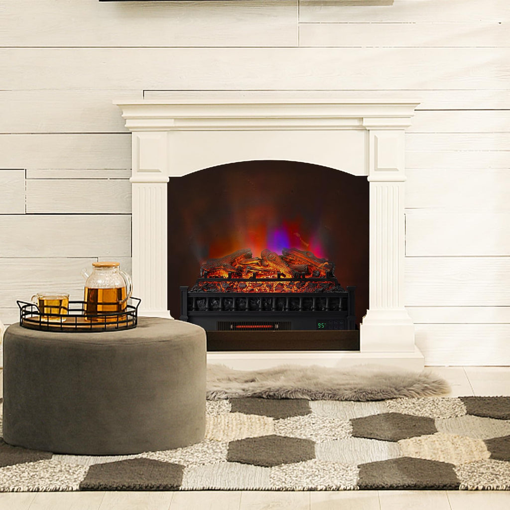 26" Electric Fireplace Insert Lemon Wood Log Heater