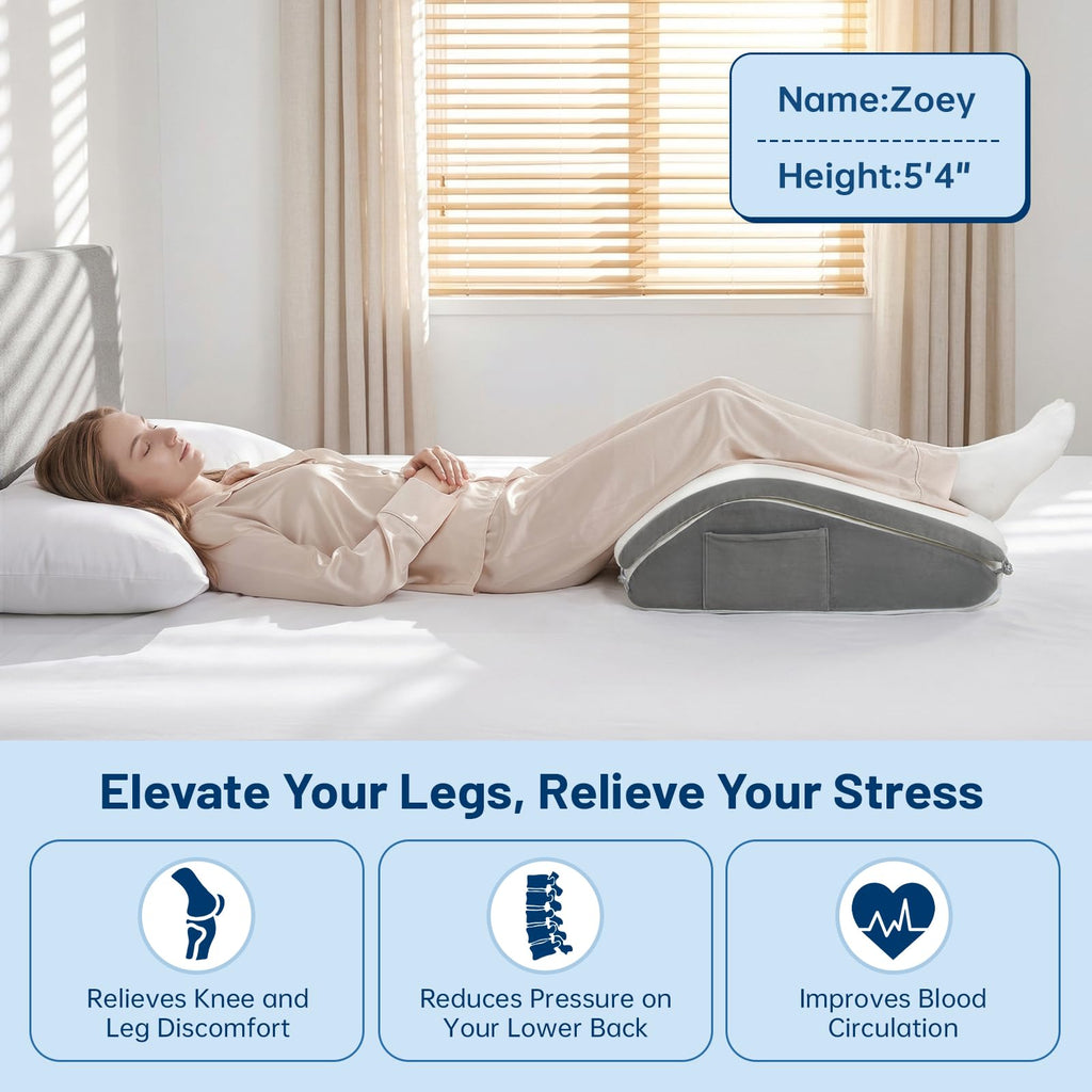 Knee Wedge Pillow for Back Sleeping, Dual-Layer Adjustable Leg Pillow