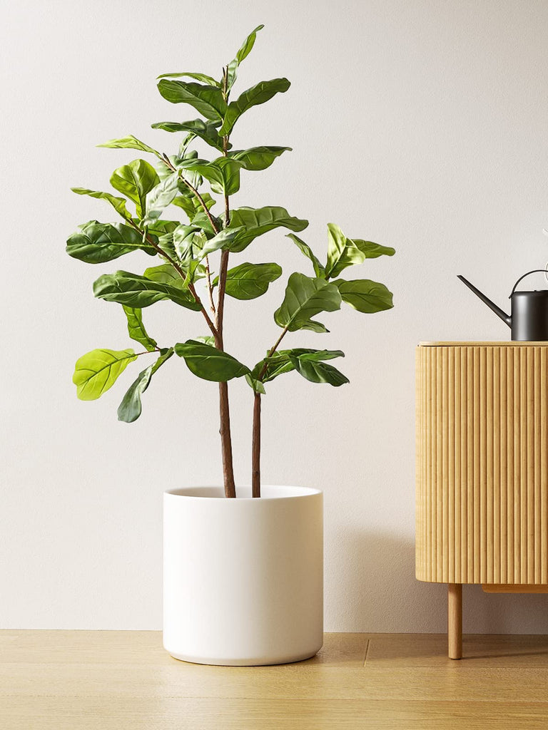 12 Inch Pot for Plants, Ceramic Indoor Planter, White