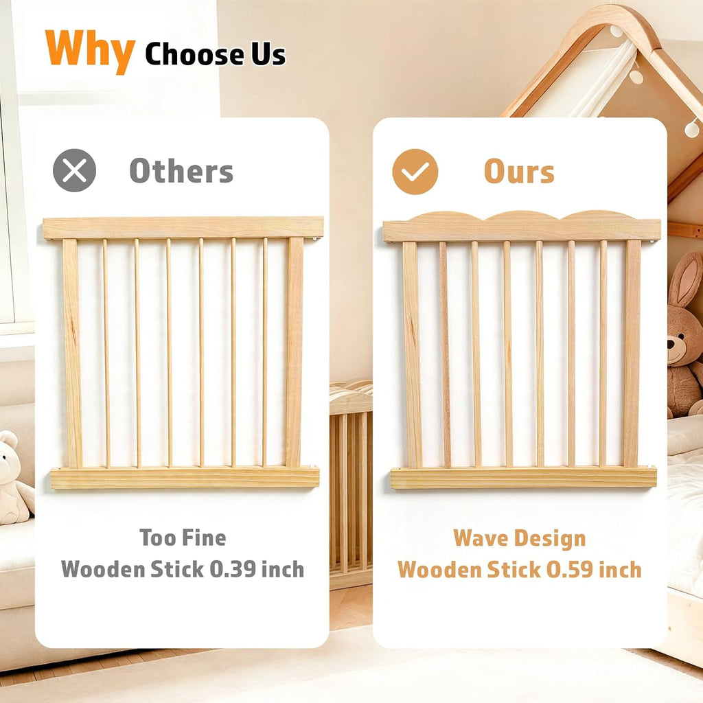 Wooden Baby Playpen with Built-in Activity Panel, 50x65x24In | Large Adjustable Natural Pine Wood Play Pen with