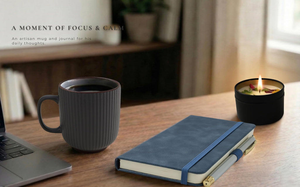 Thoughtful Comfort Care Package for Men & Women - Grey & Navy Gift Box with Knitted Blanket, Ceramic Mug & Positive