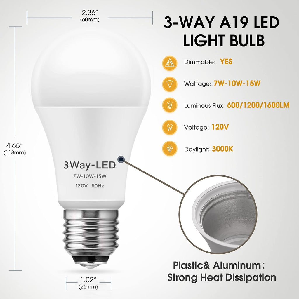 Light Bulbs, 3 Way Light Bulbs 50 100 150W Equivalent 3000K