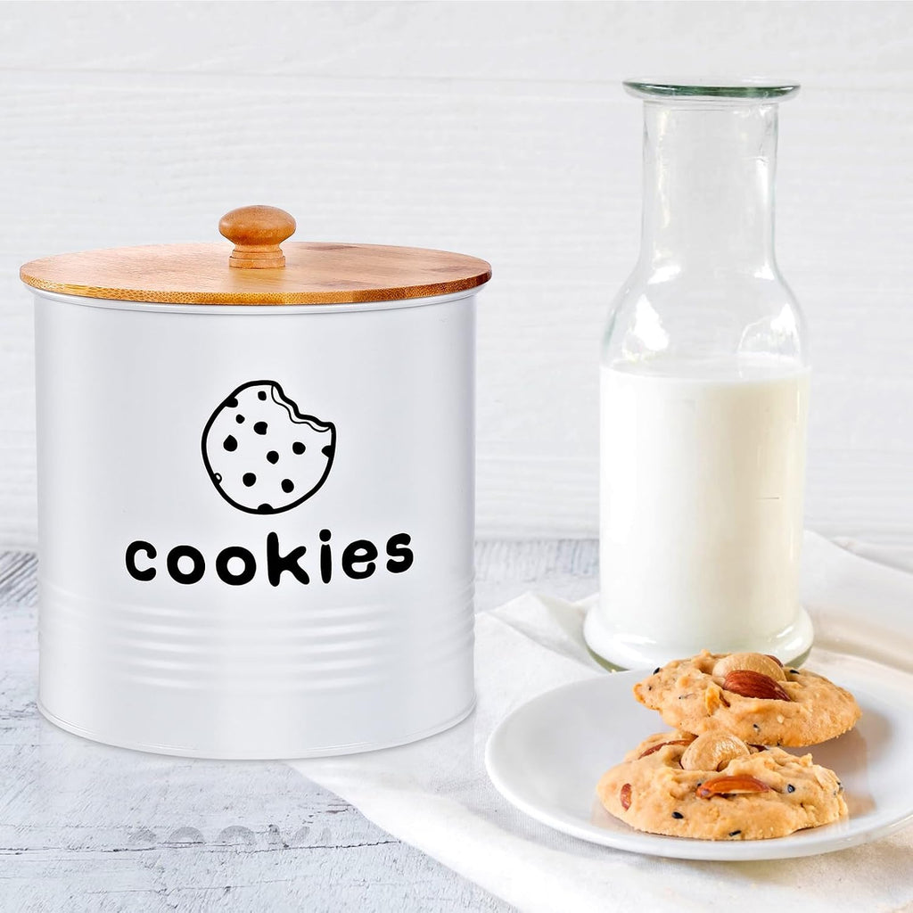 White Cookie Jars with Lids Airtight, 1.5 Gallons Cookie Tins, Large Cookie Jar Counter Decorative for Farmhouse