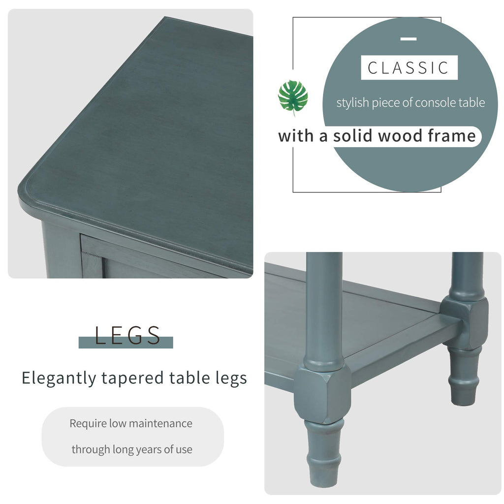 Narrow Console Table, Farmhouse Entryway Table Slim Sofa Table with Three Storage Drawers and Bottom Shelf, Wood
