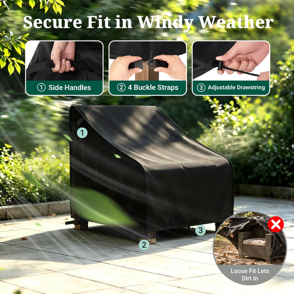 Waterproof, Outdoor Furniture Covers for Rocking Chair, Heavy Duty Anti UV Chair Cover, Fits up to 40"W x 40"D x