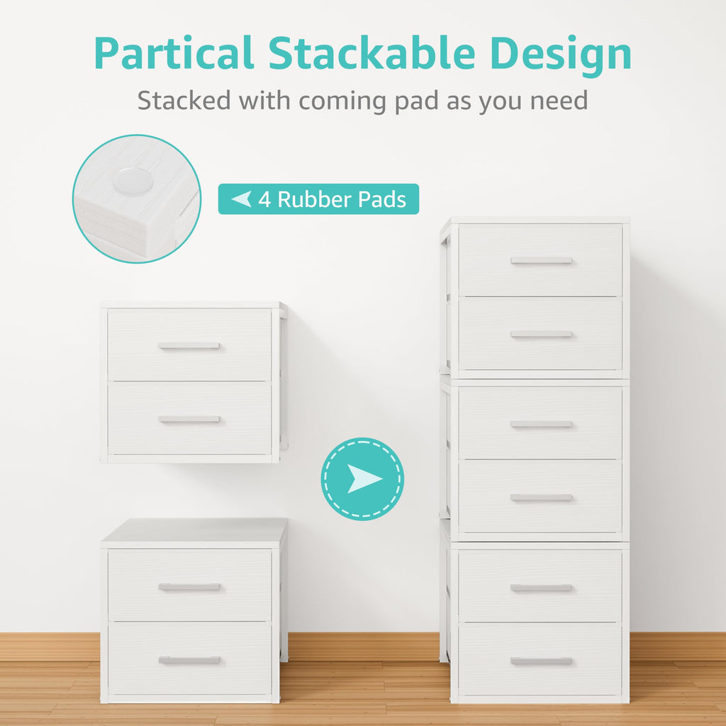 Stackable Storage Drawers Closet Organizers and Storage Fabric White 2 Drawer Dresser Modern