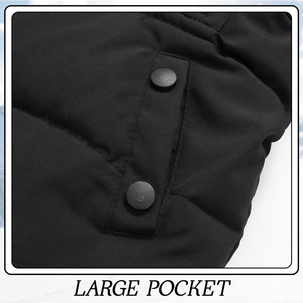 Winter Fleece Lined Puffer Jacket For Girl Collar Hooded Coats