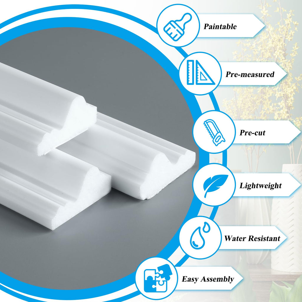 3 Set Peel and Stick Wall Molding Kit Panel, 31x54 in