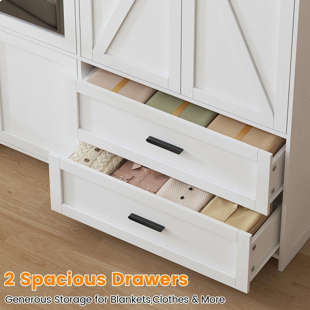 3 Doors Armoire Wardrobe with Motion Sensor LED Lights