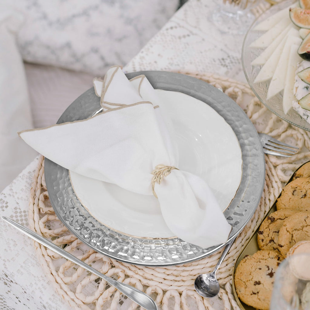 Stainless Steel Hammered Charger Plates, Silver Dinner Plate Chargers Set of 6, Round Server Ware
