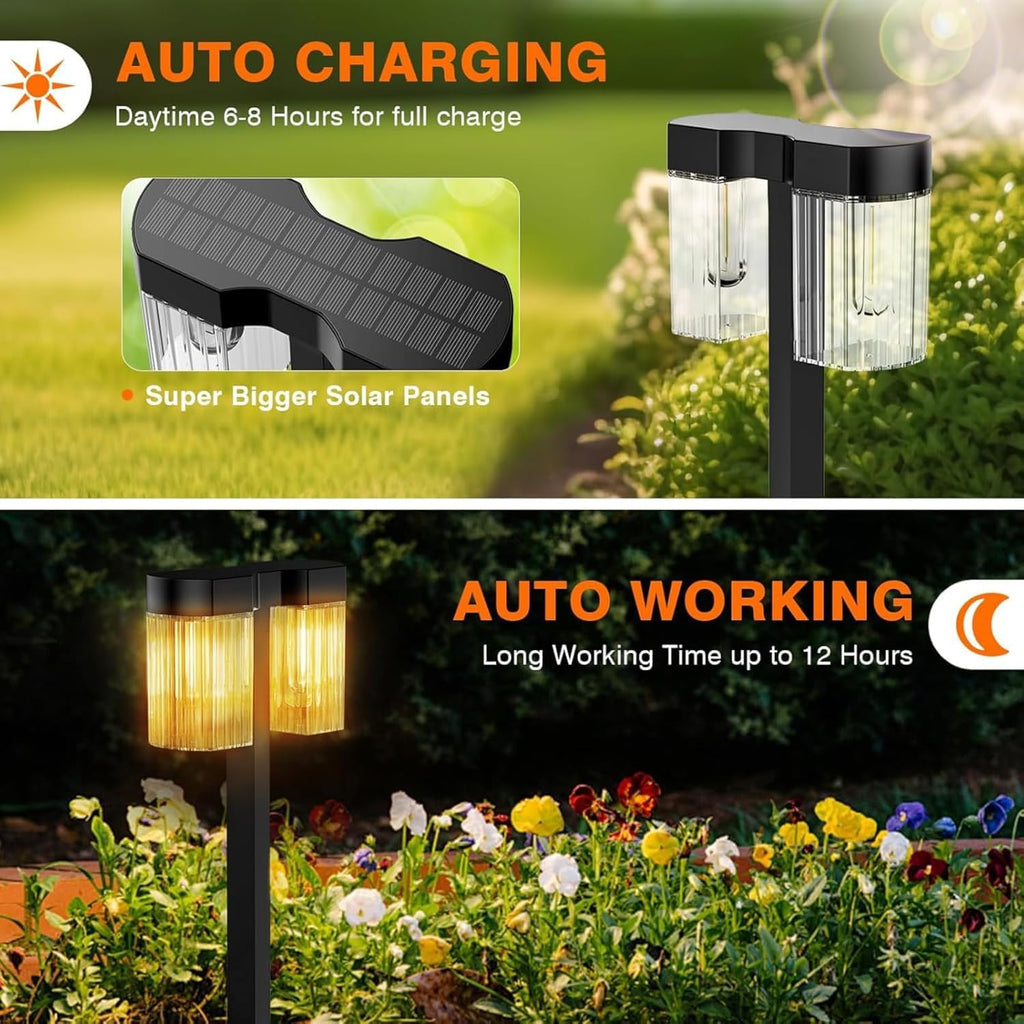 Solar Outdoor Lights, 2 Pack Waterproof Solar Pathway Lights for Pathway Garden Yard Path Walkway Driveway Lawn Decor
