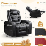 Power Recliner Chair Set of 3, Electric Soft Leather Reclining Home Theater Seating - USB Ports, Cup Holders, Hidden Arm Storage Movie & Media Room Chairs (Black) A120-B0BCWVZYX5