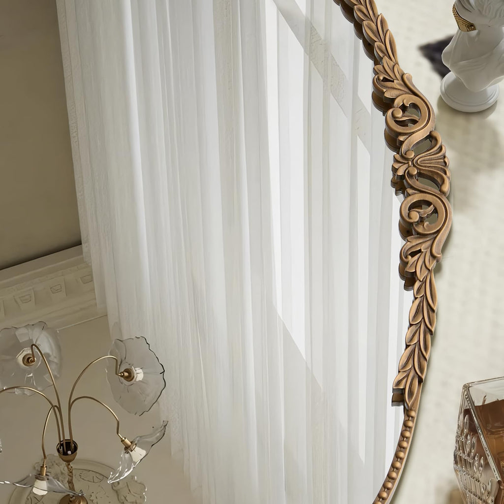 Gold Large Arched Mirror: 40"x29" French Vintage Dresser Mirror
