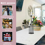 Black Candelabra with Glass Cylinders for Real Candles 5 Head Metal Candle Holder Wedding Centerpiece Ceremony