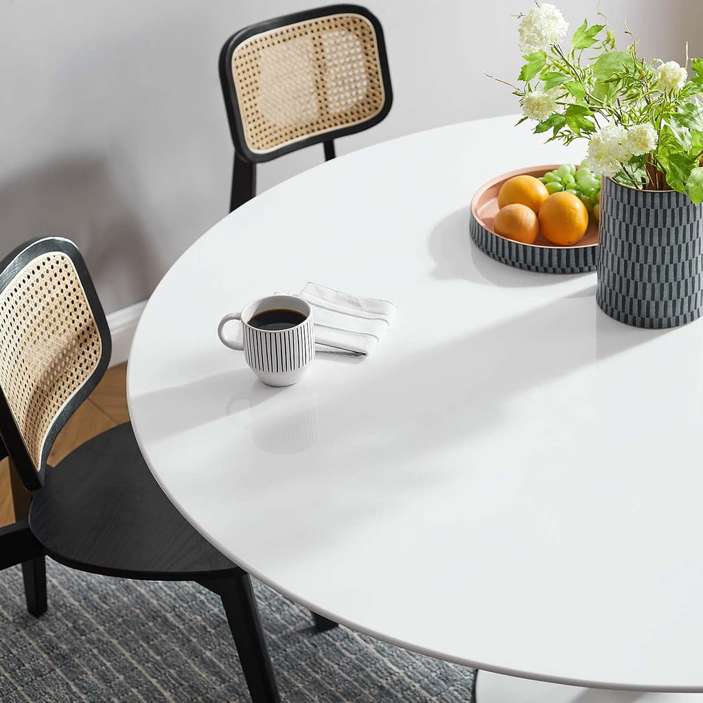 Inspired Saarinen Style Tulip Round Pedestal Dining Table — White, 60″ Round