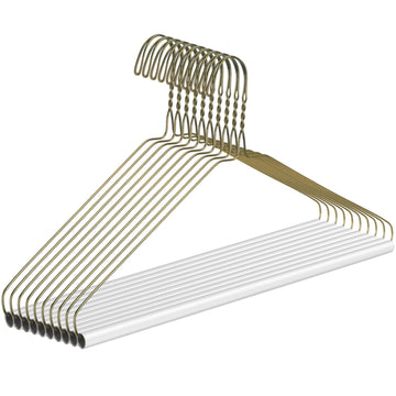 10 Pcs Dry Cleaner Hangers Bulk with Tubes 16" Wire Hangers, Gold