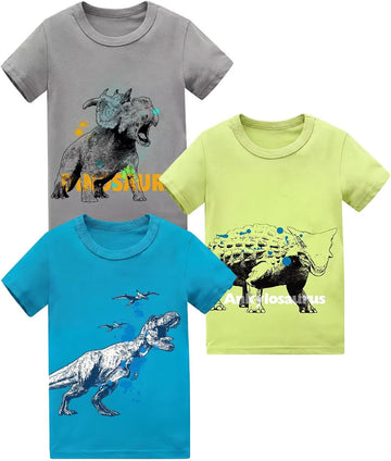 Boys Short Sleeve Shirts, Graphic Tshirts Cartoon Crewneck Tees Tops Casual Cotton T Shirt for Kids Toddler Boy