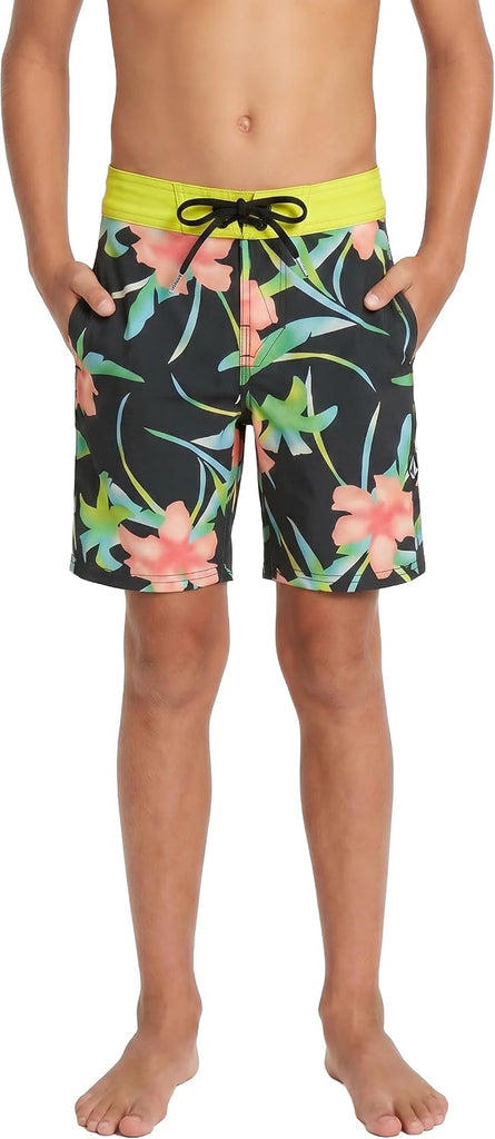 Boys' Elastic Waist Boardshort - UPF 50+ Sun Protection Quick Dry Lined Swim Trunks-Big Boys