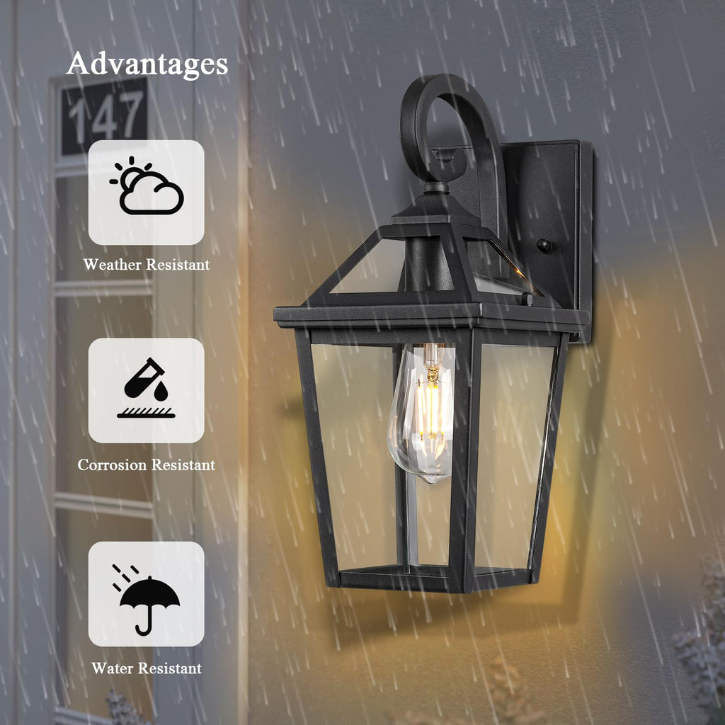 Colonial Outdoor Light Fixture Wall Mount, Exterior Light Fixture Wall Sconces with Clear Glass for Front Porch