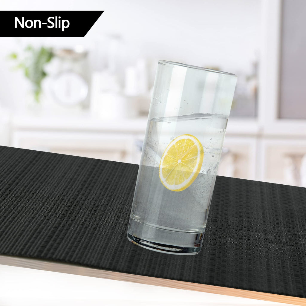 Black Placemats Set of 8 - Easy Clean Washable Vinyl Placemats - Heat Resistant Placemats Table - PVC Table Mats for