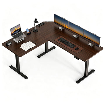 63 x 55 inch L-Shaped Standing Desk, Corner Computer Desk, Electric Standing Desk Adjustable Height, Sit to Stand