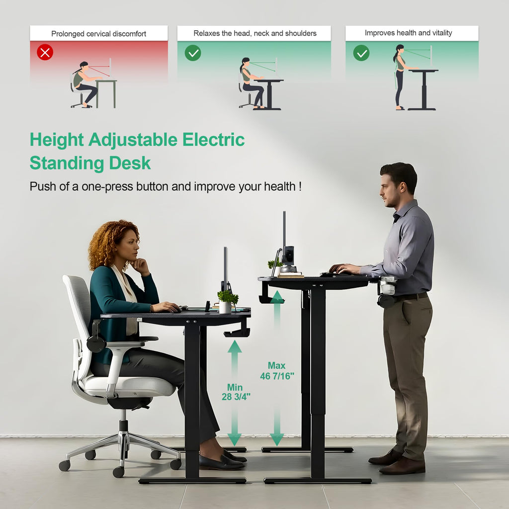 63-Inch Dual Motor L-Shaped Electric Standing Desk, Black