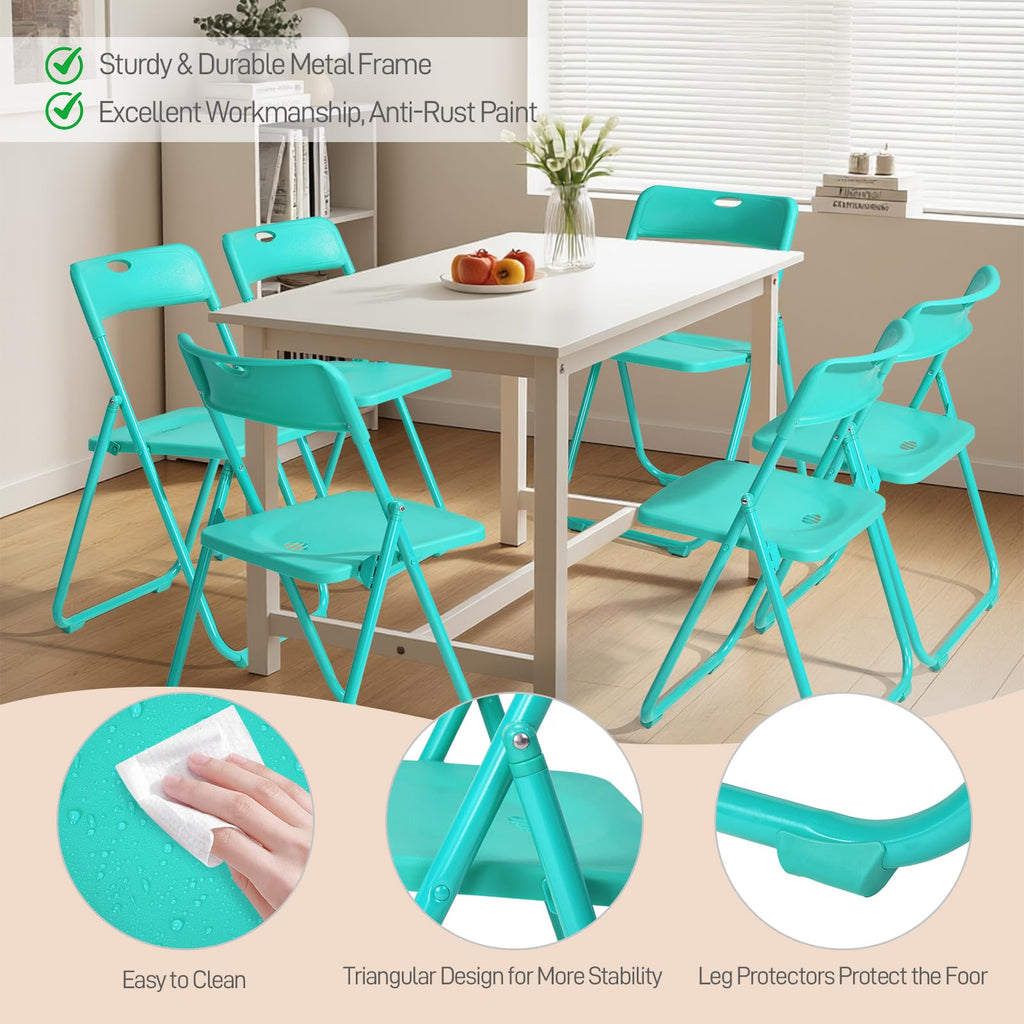 10 PCS Plastic Folding Chair, Lightweight Chair, Mint Green