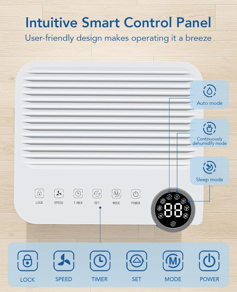 2500 Sq.Ft Dehumidifier for Basement with Drain Hose Max 34 Pints, Dehumidifiers for Home Large Room Bathroom Bedroom