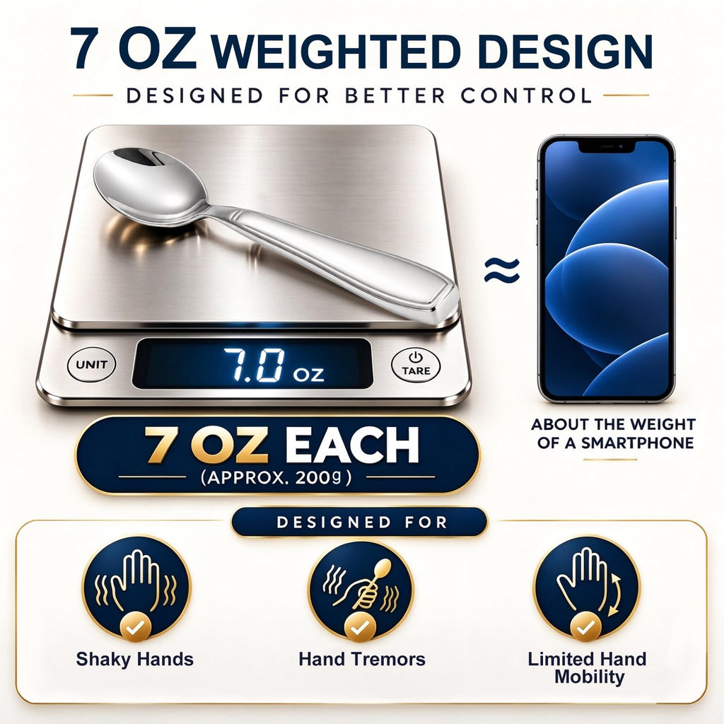 Weighted Utensils for Hand Tremors, Spoon & Fork, 7 oz Each