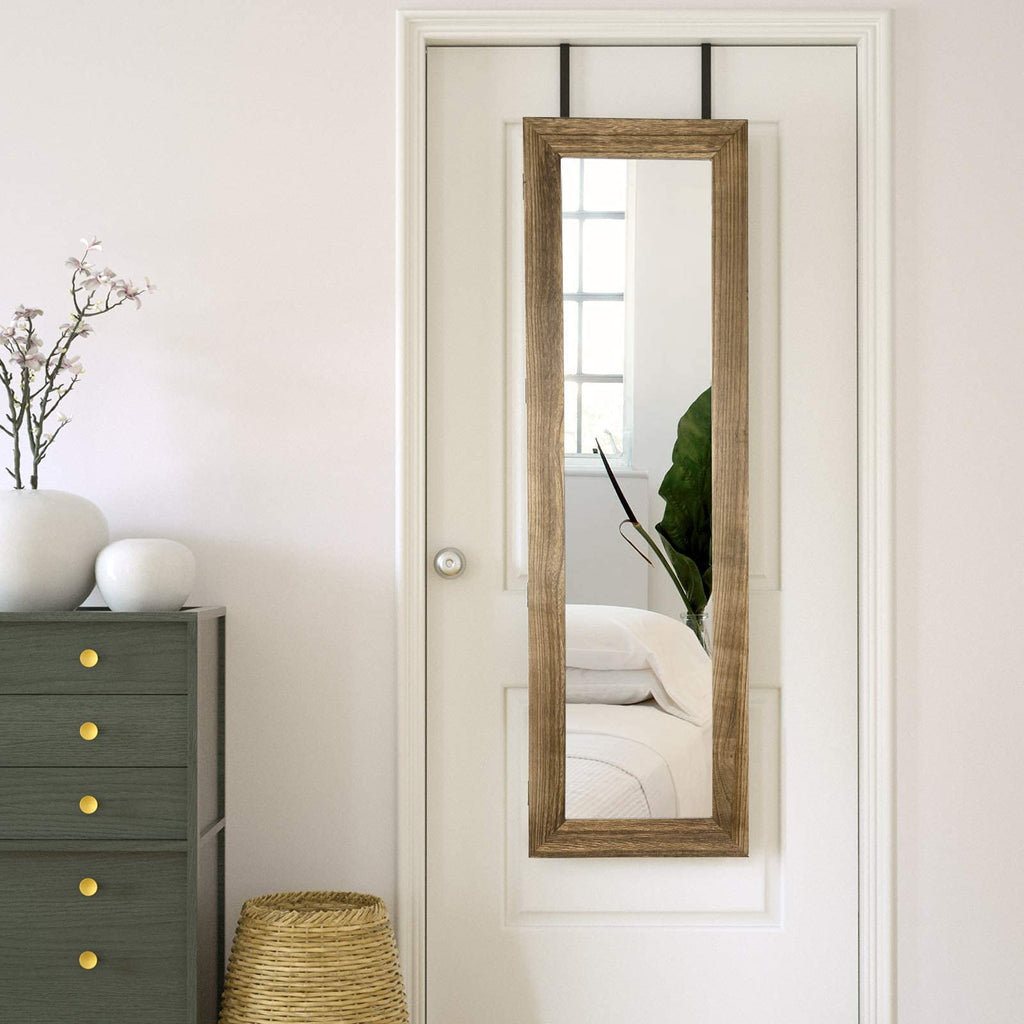 Jewelry Cabinet with Mirror, Lockable Door, Carbonized Black