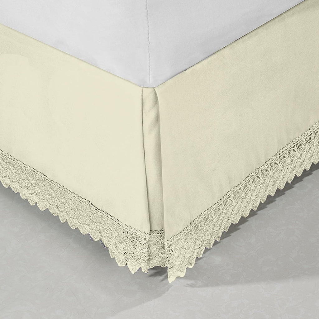 Narina Collection Lace Bed Skirt 15inch Drop, 1500 Thread Count Egyptian Quality, Sophisticated Design for a Vintage