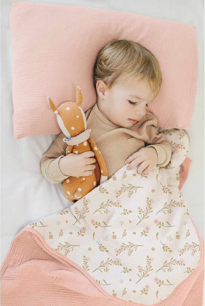 100% Cotton Muslin Baby Blanket for Girls Boys, 40"x36"