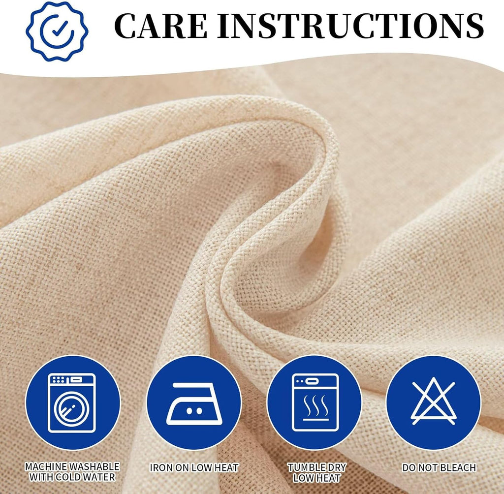 Outdoor Curtains Waterproof, 2 Panels Non-See-Through Linen Curtains with Grommet Top Indoor Outdoor Drapes for