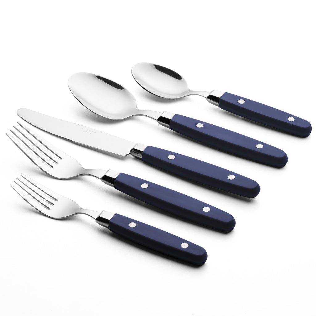 Silverware Set, Retro/Rivet Colorful Stainless Steel Tableware Kitchen Flatware Set Utensils, Includes Dinner Knives