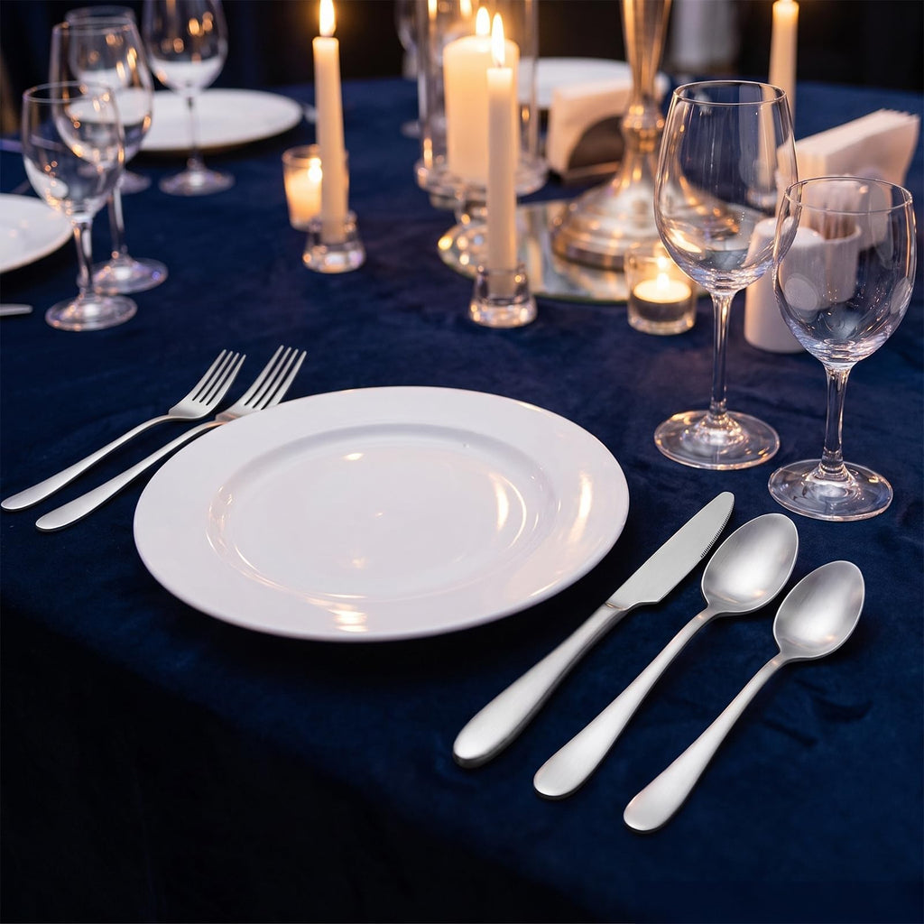 20-Piece Silverware Set & Flatware Set, Hammered Square Handle Silver Stainless Steel Service for 4, Matte Satin